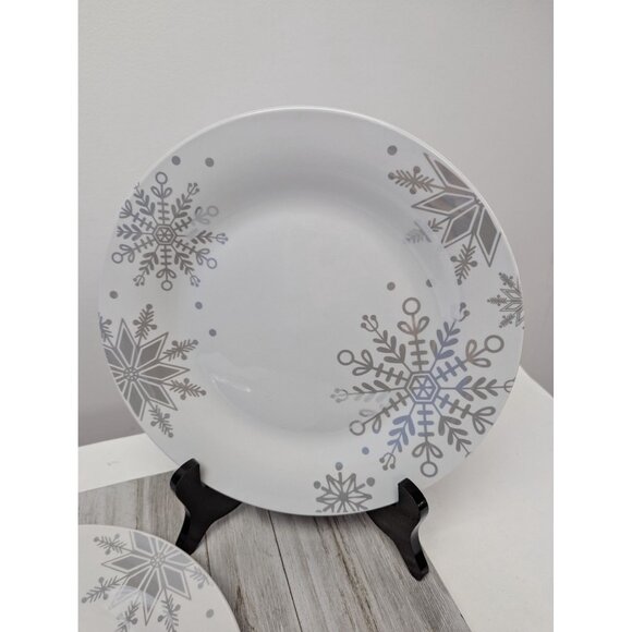 Royal Norfolk Silver Snowflakes Set Of 2 Christmas Holiday Dinner Plates 10 5/8" - Picture 3 of 7